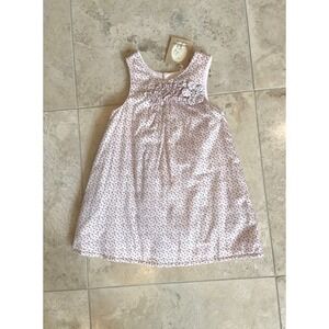 Florian NWT girls Made in France soft pink petite floral sleeveless dress, 3A/3Y